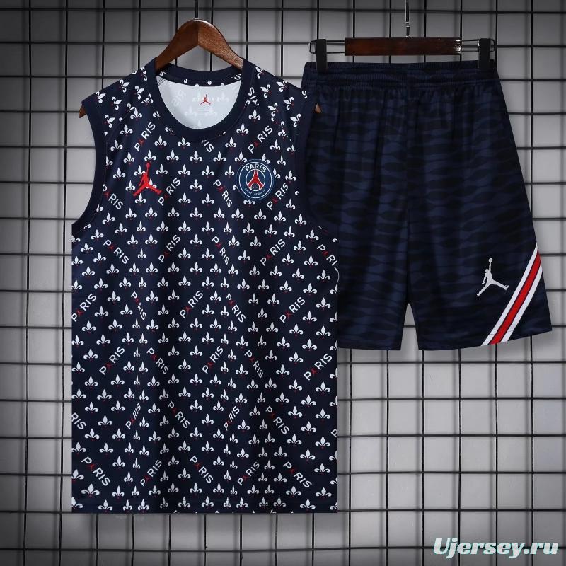 22/23PSG Royal Blue Flower Dot Pre-match Training Jersey Vest