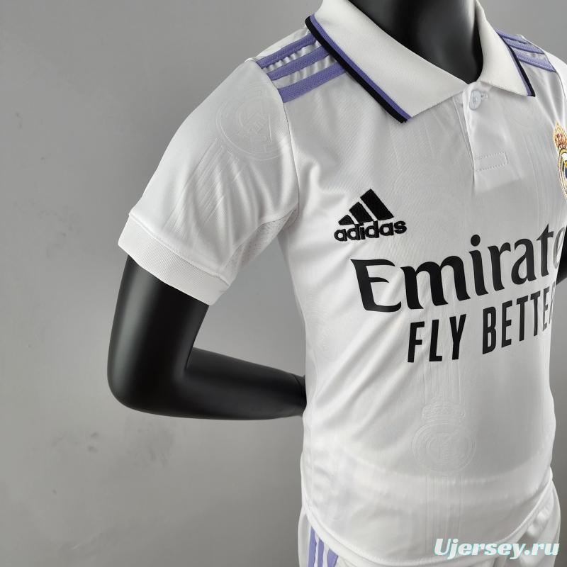 22/23 Kids Kit Real Madrid Home Size：16-28 Soccer Jersey