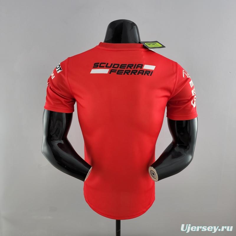 2022 F1 Ferrari  RED T-shirts Full Sponsor #0007