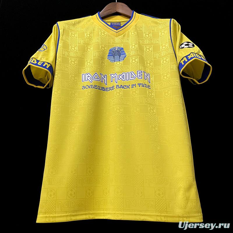 Retro 2008 West Ham Iron Maiden Yellow Jersey