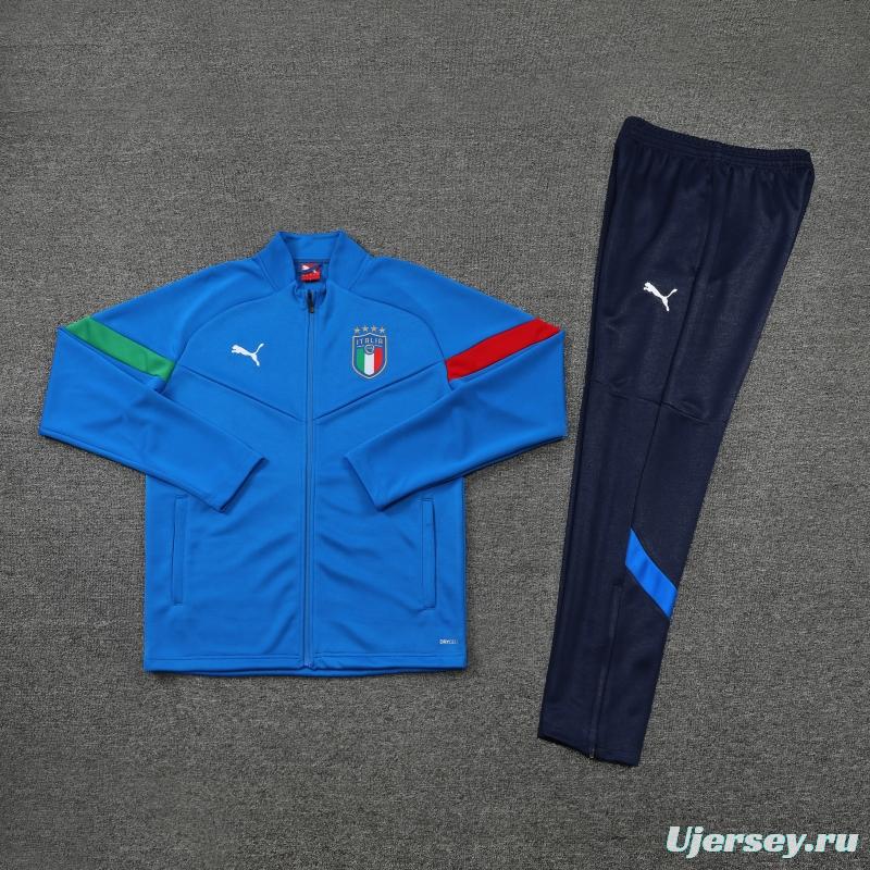 2022 Italy Blue Full Zipper Jacket+Long Pants