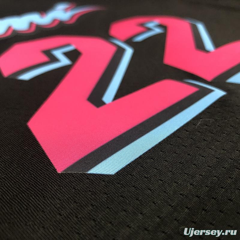 2019-20 NBA Heat Pressed Men's Black Miami Heat #22 Jimmy Butler City Edition Jersey