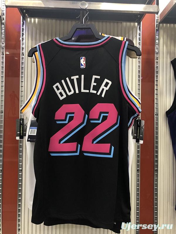 2019-20 NBA Heat Pressed Men's Black Miami Heat #22 Jimmy Butler City Edition Jersey