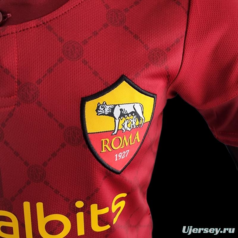 22/23 AS Roma Kids Kit Home Size 16-28 Soccer Jersey