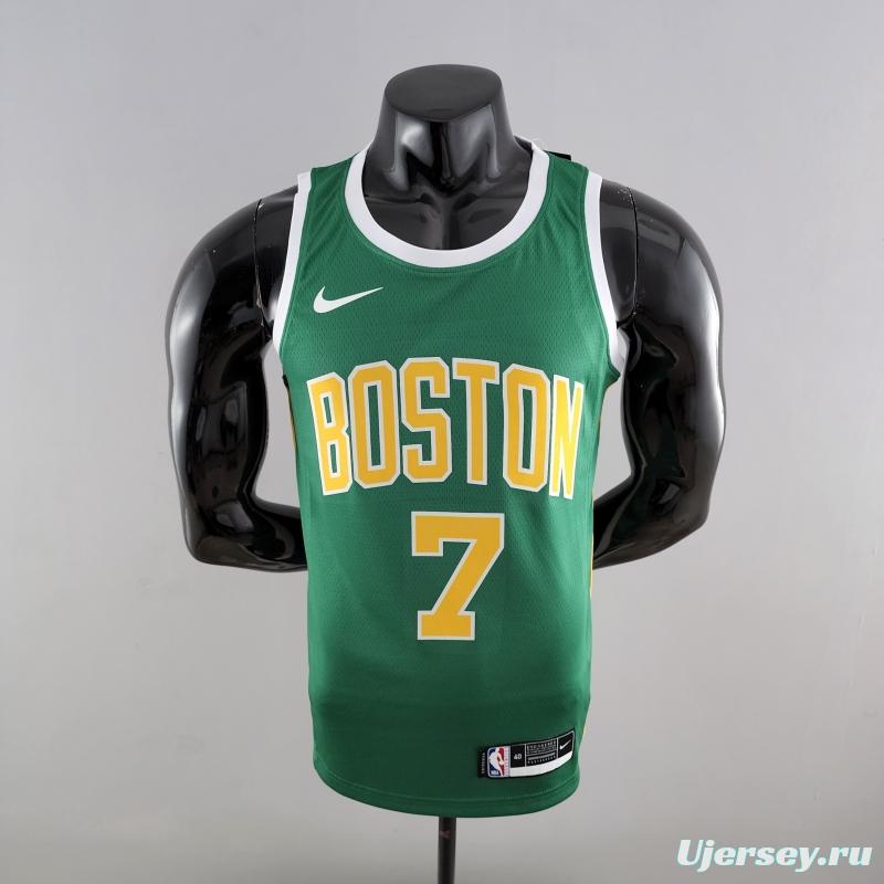 Boston Celtics BROWN#7 Green Gold NBA Jersey