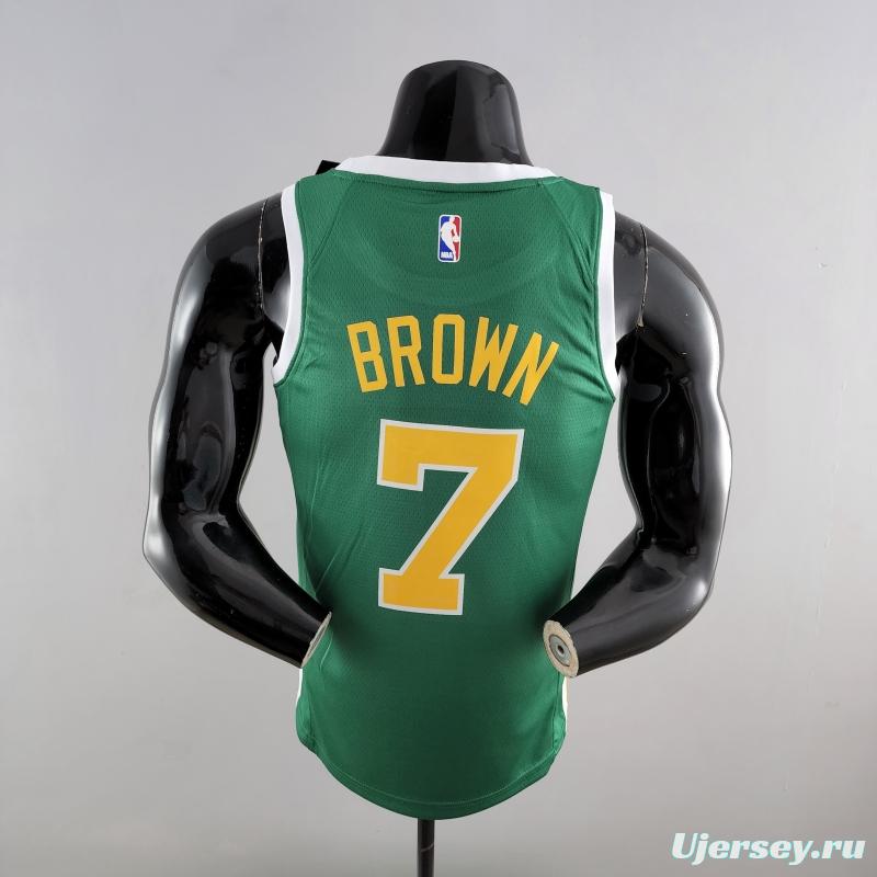 Boston Celtics BROWN#7 Green Gold NBA Jersey
