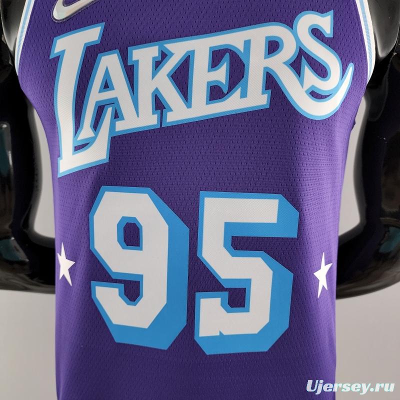 2022 75th Anniversary TOSCANO #95 Los Angeles Lakers City Edition Purple NBA Jersey