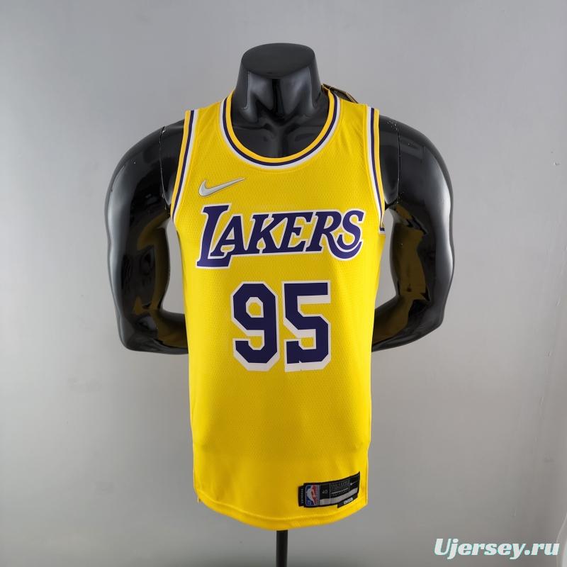 75th Anniversary TOSCANO #95 Los Angeles Lakers Yellow NBA Jersey