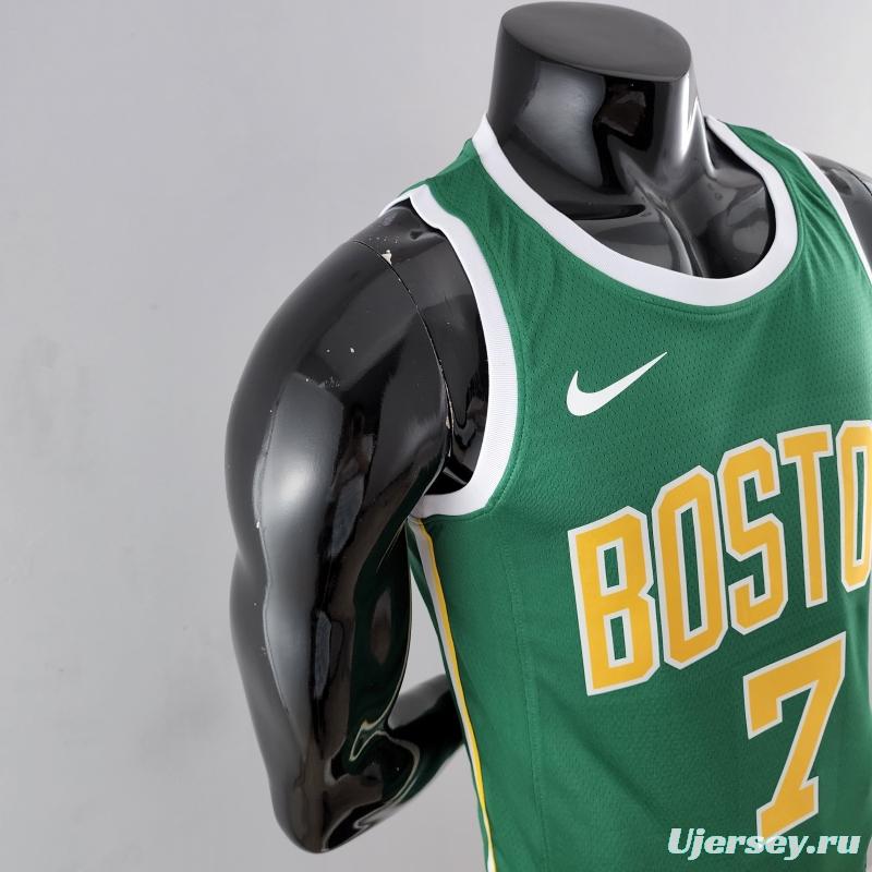 Boston Celtics BROWN#7 Green Gold NBA Jersey