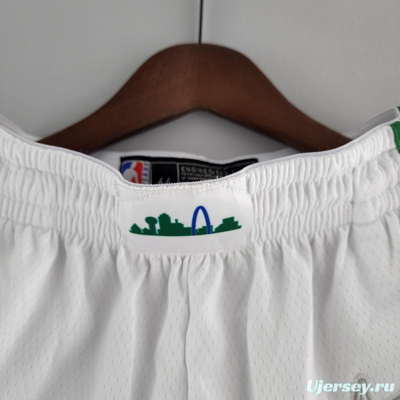 2022 Dallas Mavericks Urban Edition NBA Shorts White Green Trim