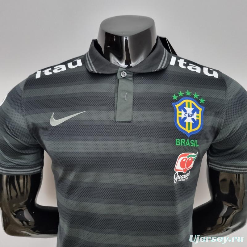 2022 Brazil Polo Black Stripe Jersey