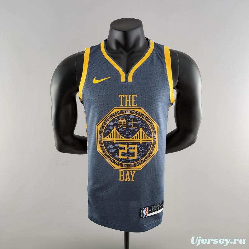 2018 GREEN #23 Golden State Warriors Grey NBA Jersey