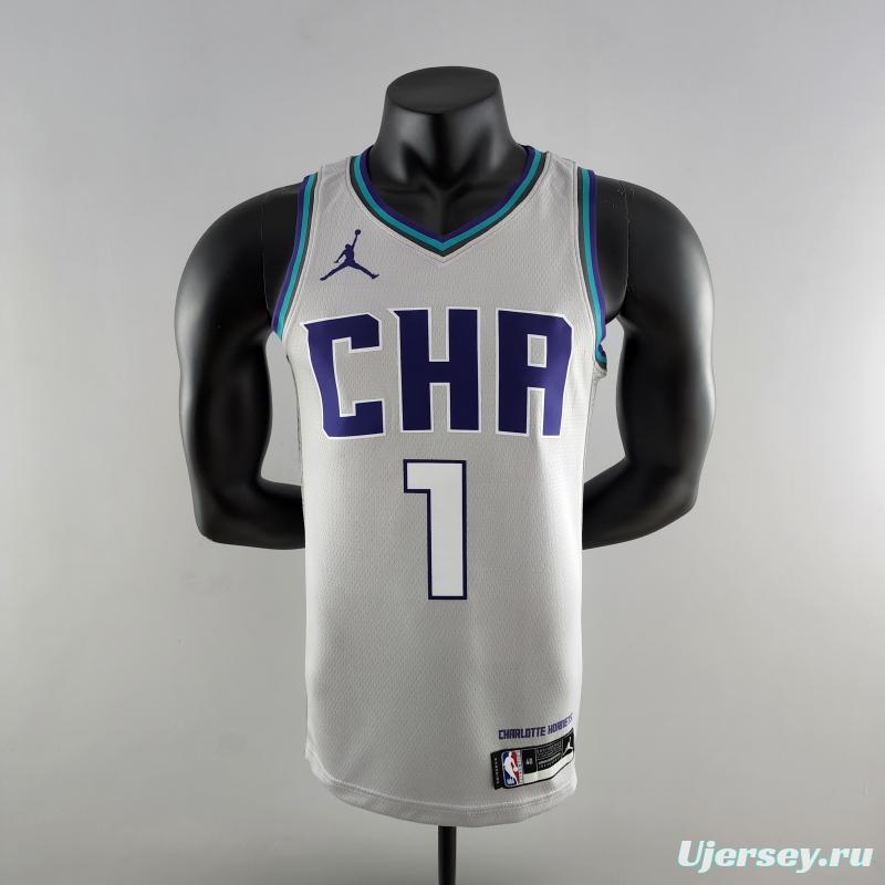 2019 Ball #1 Charlotte Hornets Grey NBA Jersey