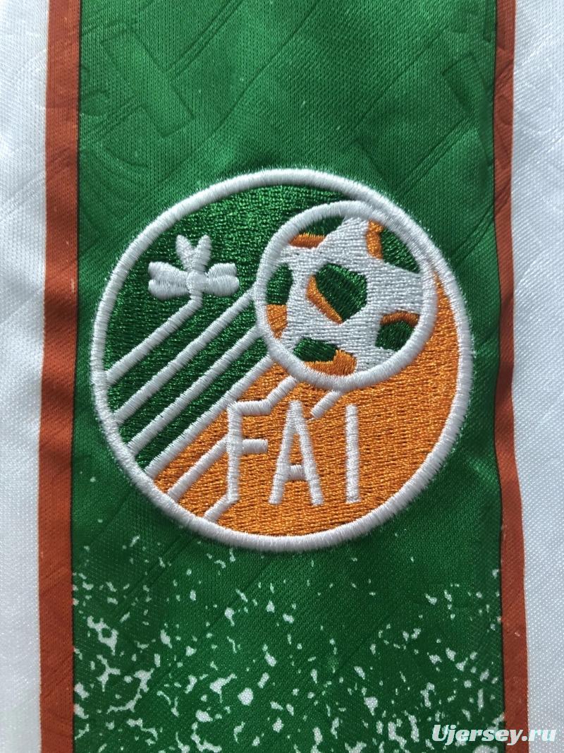 Retro 1994 Ireland Away White With OPEL Sponpsor Soccer Jersey