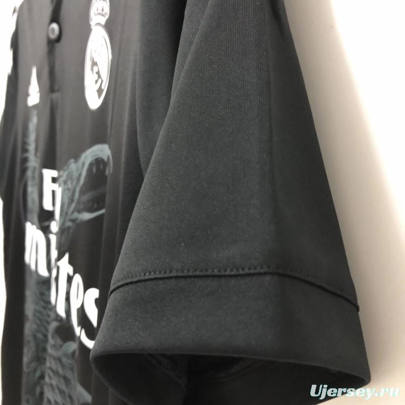 Retro 14/15 Real Madrid Third Dragon Black Soccer Jersey
