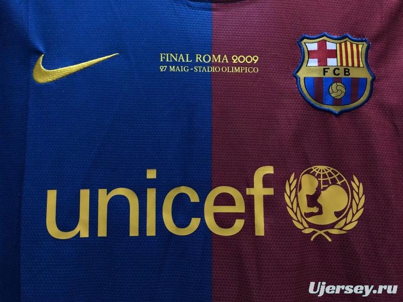 Retro 08/09 Barcelona Home Champions Version Soccer Jersey