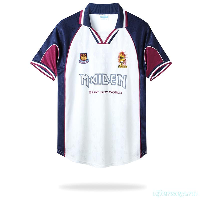 Retro 99/01 West Ham X Iron Maiden Away White Jersey