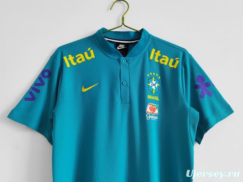 Retro 2021 Brazil Blue Training POLO Shirt