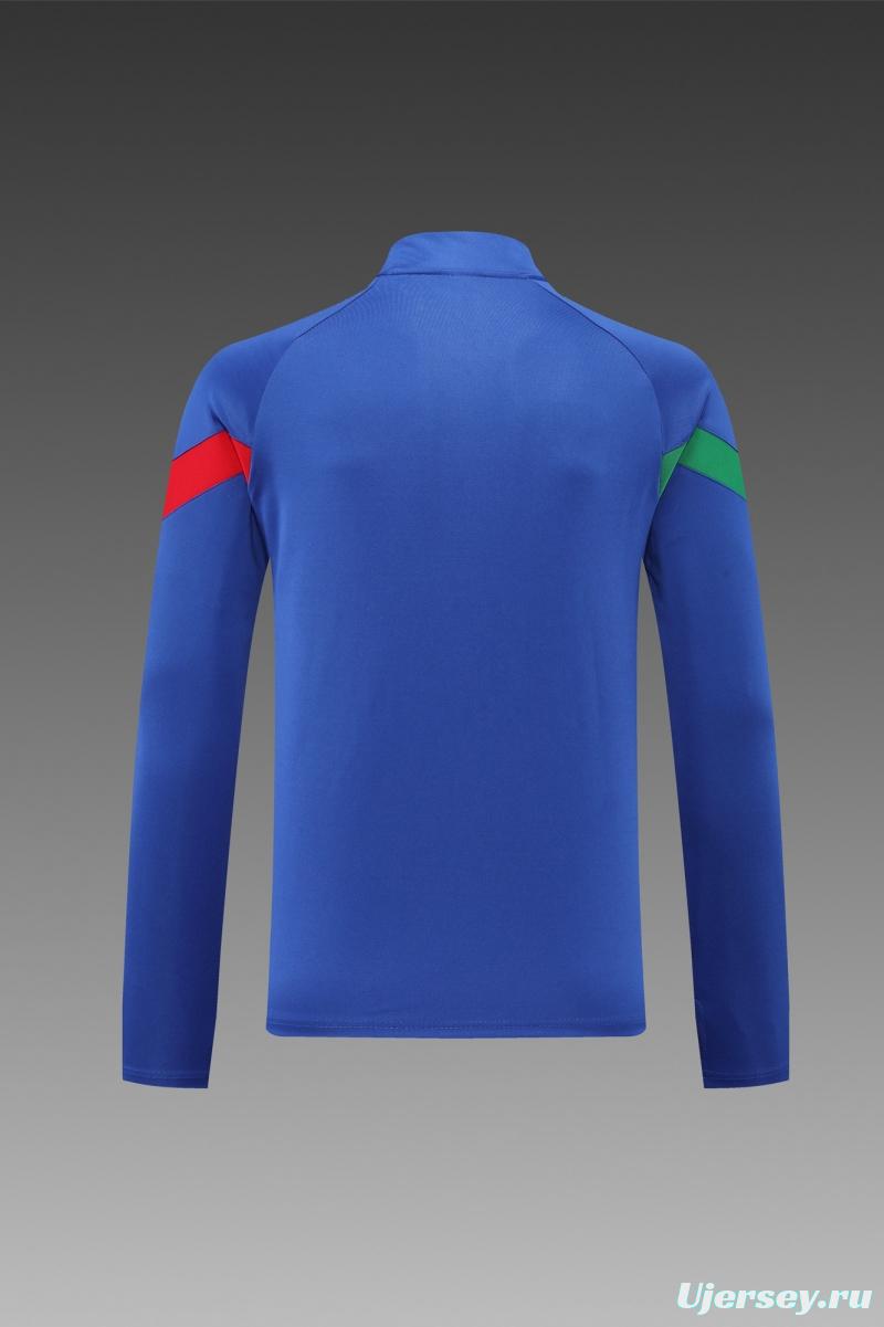 2022 Italy Blue Half Zipper Tracksuit