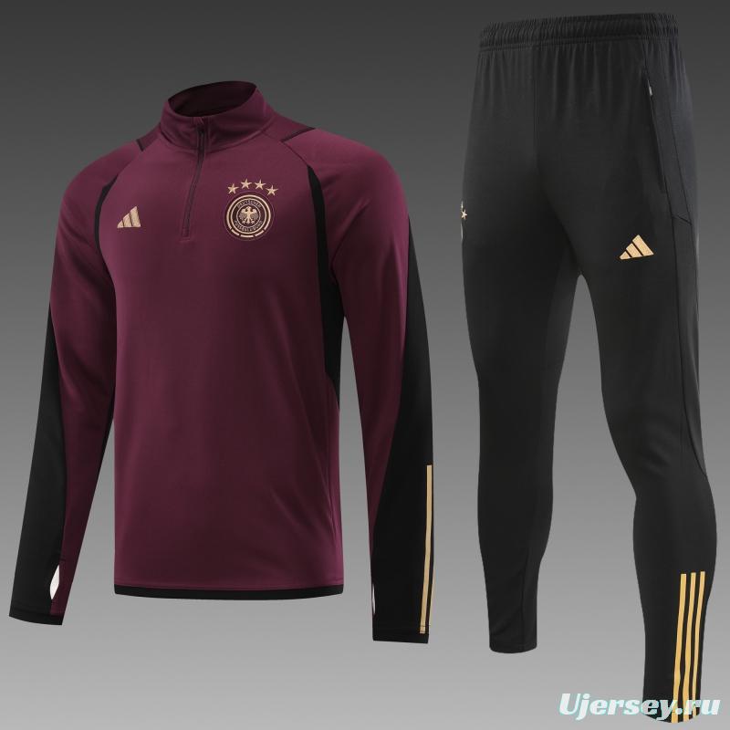 2022 Germany Wine Half Zipper Tracksuit