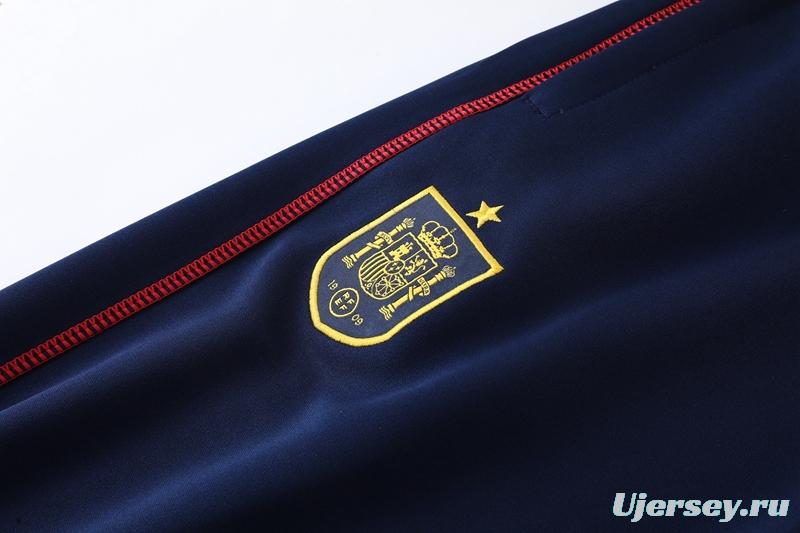 2022 Spain Navy Full Zipper Tracksuit