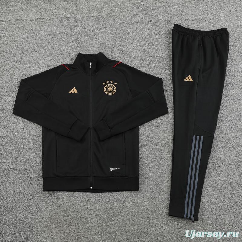 2022 Germany Black Full Zipper Tracksuit