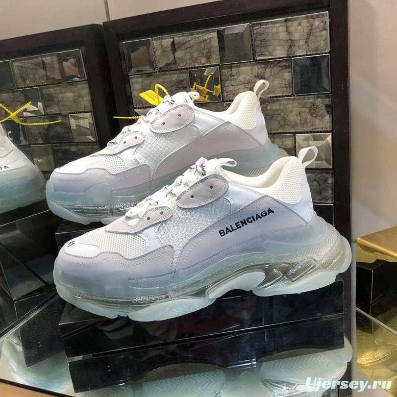 Men/Women Balenciaga Triple S White Clear Sole Khaki Sneaker Item 638038