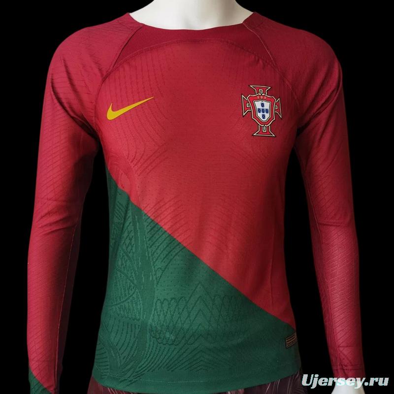 Player Version 2022 Portugal Home Long Sleeve Jersey