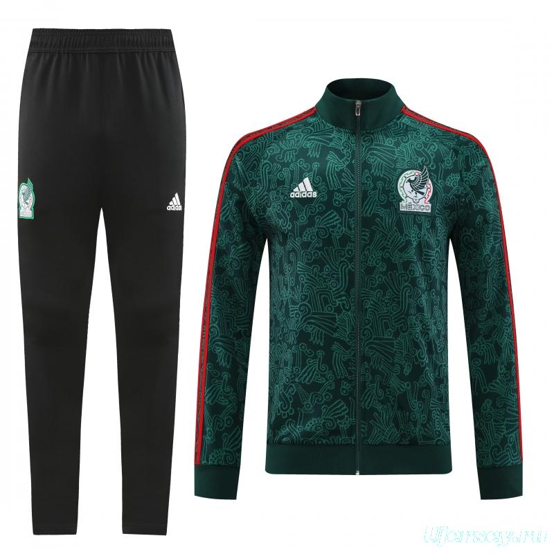 2022 Mexico Dark Green Full Zipper Tracksuit