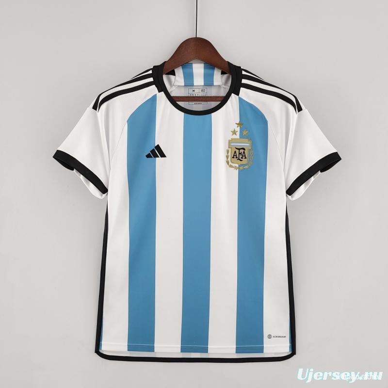 3 Stars 2022 Argentina Home Jersey CAMPEONES DEL MUNDO Printing