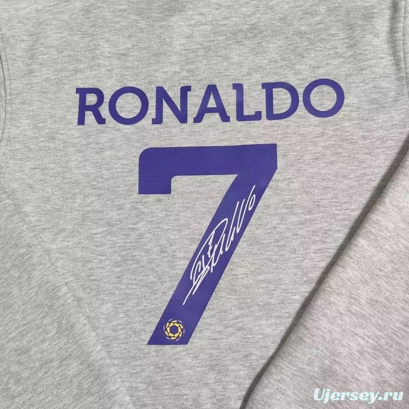 22/23 Al-Nassr FC Home CR7 Ronaldo Grey Tracksuit Hoodie