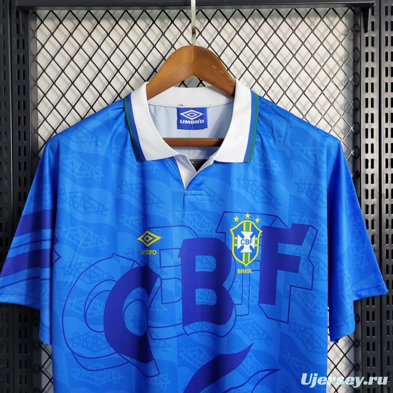 Retro 1992 Brazil Away Blue Jersey