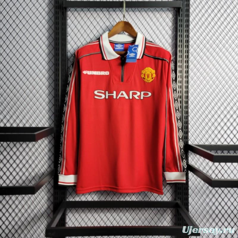 Retro Long Sleeve 98/99 Manchester United Home Jersey