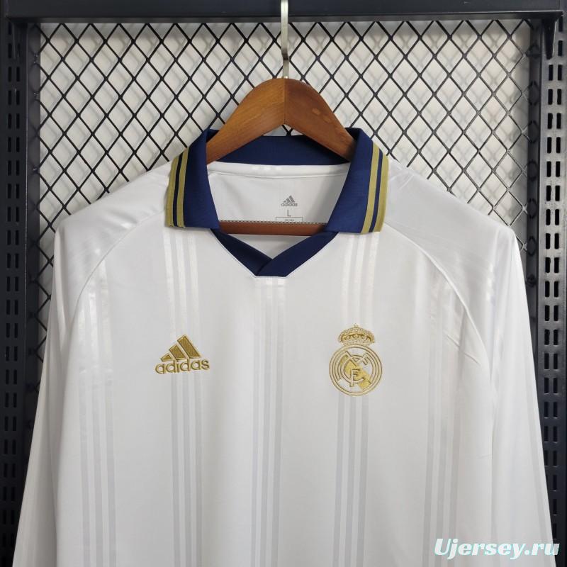 Retro Long Sleeve 2019-20 Real Madrid Training White Jersey
