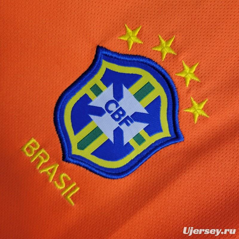 Retro Long Sleeve 1998 Brazil Goalkeeper Orange Jersey