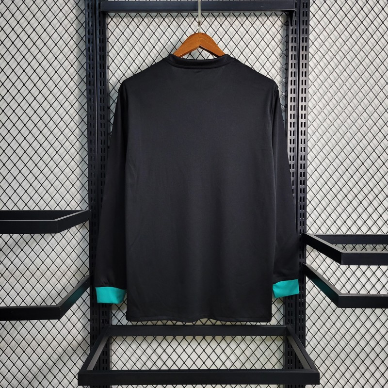 Retro Long Sleeve 17-18 Real Madrid Away Black Jersey