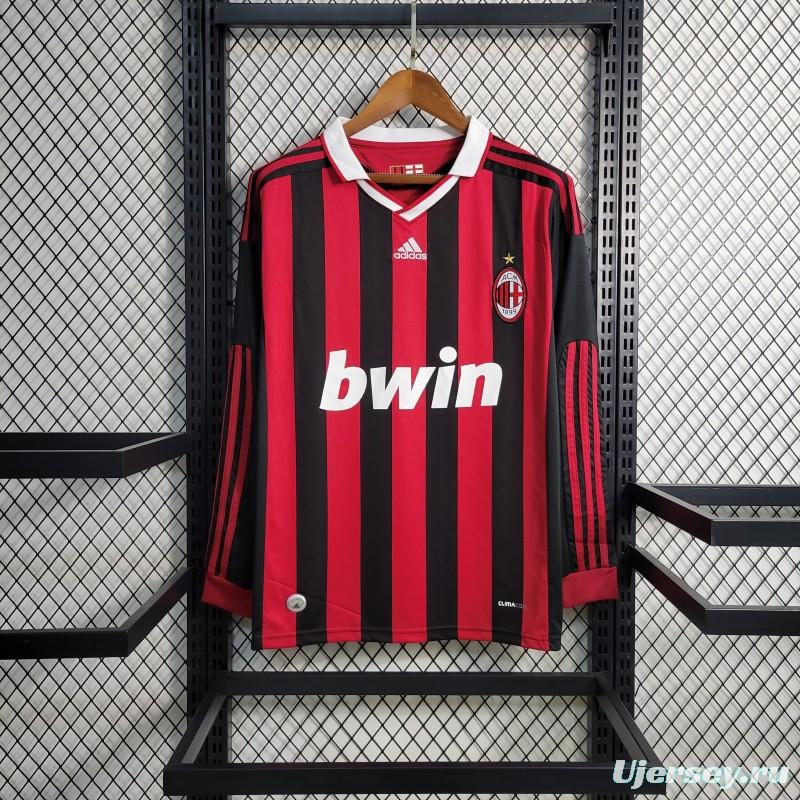 Retro Long Sleeve 2009-10 AC Milan Home Jersey