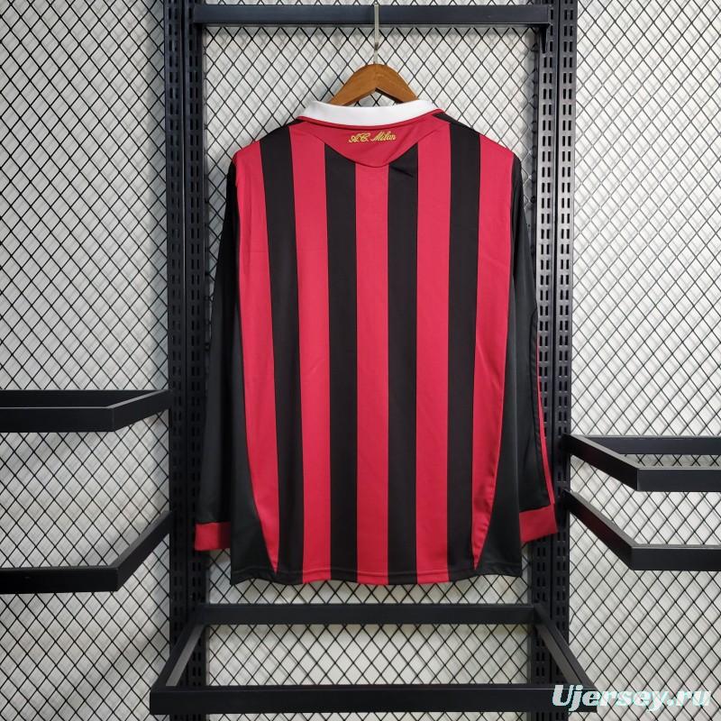 Retro Long Sleeve 2009-10 AC Milan Home Jersey