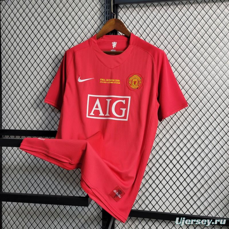 Retro 07-08 Manchester United Champions League Version Home Jersey