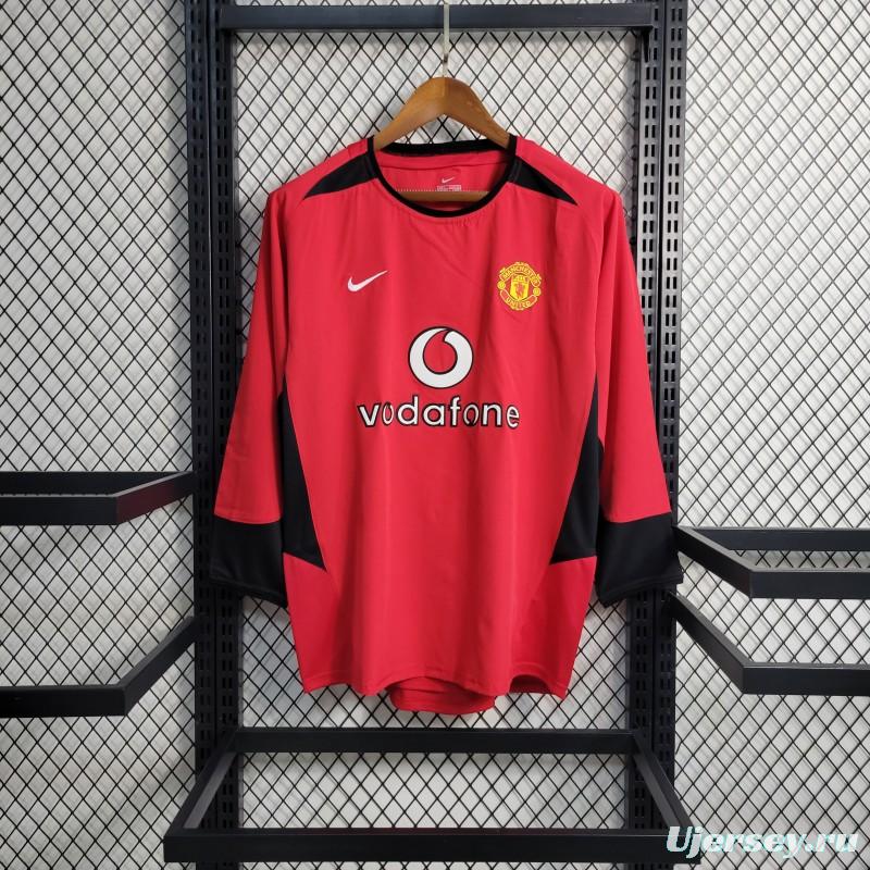 Retro 02/04 Manchester United Long Sleeve Home Jersey