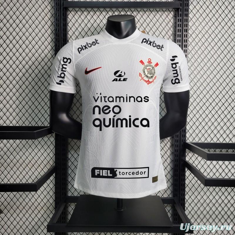 Player Version 23/24 Corinthians Home Jersey +All Sponsors