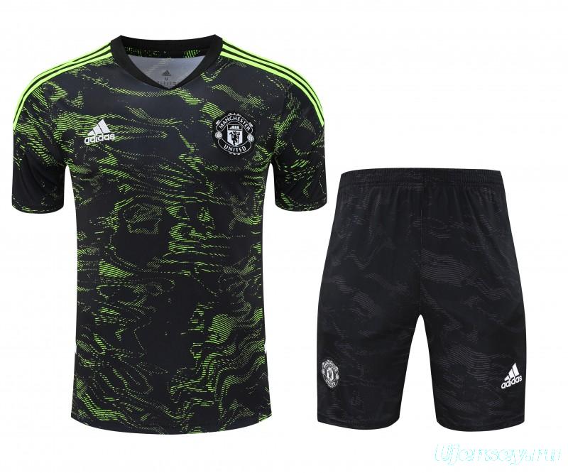 23-24 Manchester United Black Green Short Sleeve+Shorts