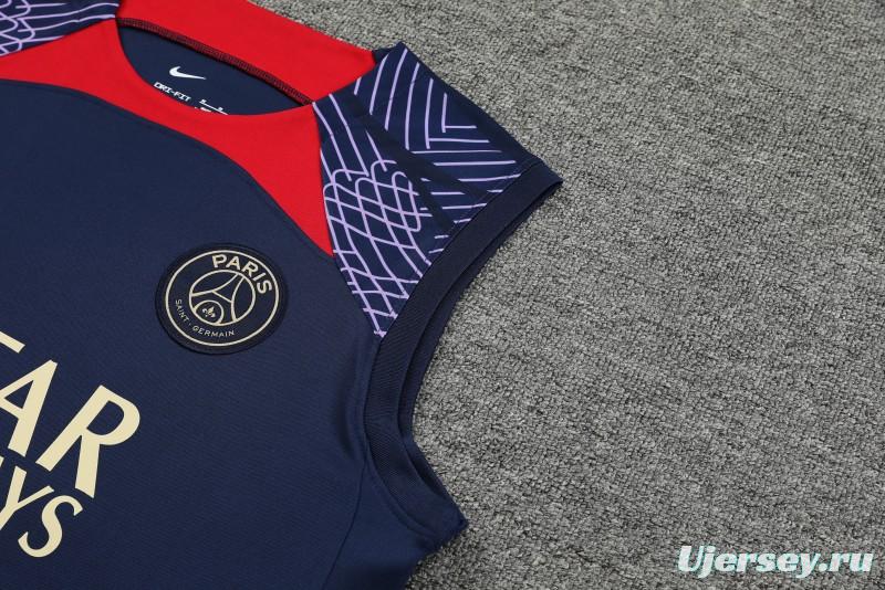 23-24 PSG Navy Vest Jersey+Shorts