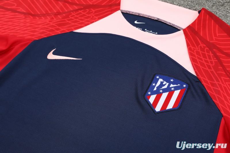 23-24 Atletico Madrid Navy Red Short Sleeve+Shorts