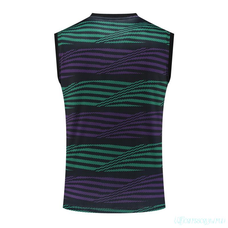 23-24 Real Madrid Stripe Pattern Vest Jersey+Shorts