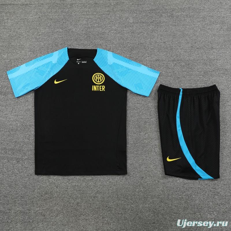 23-24 Inter Milan Black/Blue Short Sleeve+Shorts