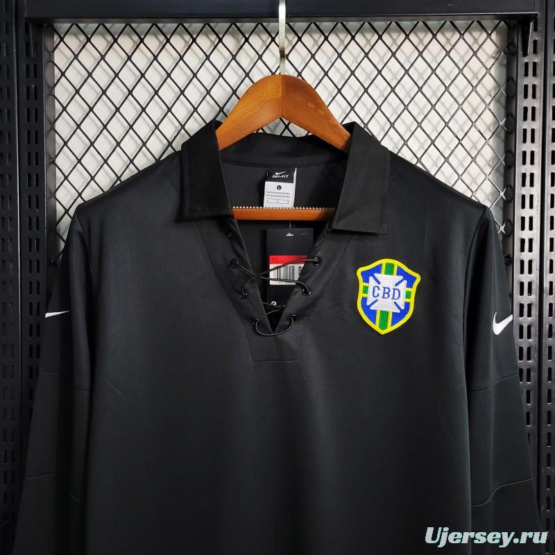 Retro 2004 Brazil Special Edition Black Long Sleeve Jersey