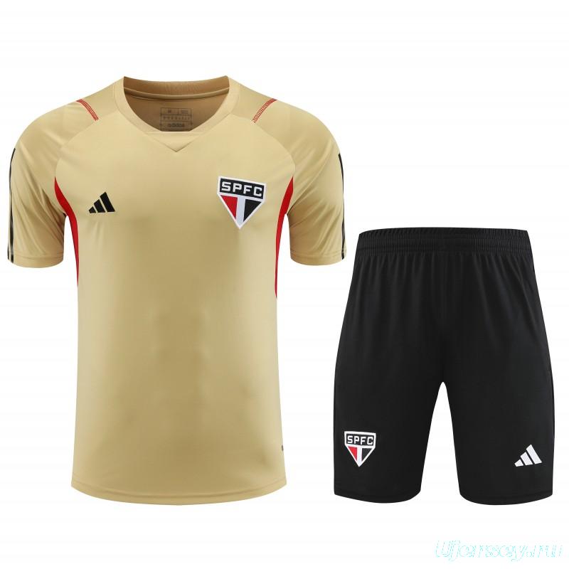 23-24 Sao Paulo Beige Short Sleeve Jersey+Shorts