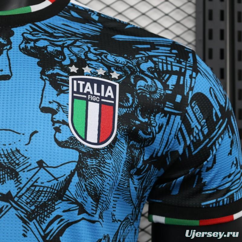 Player Version 2023 Italy Special Blue Black Jersey