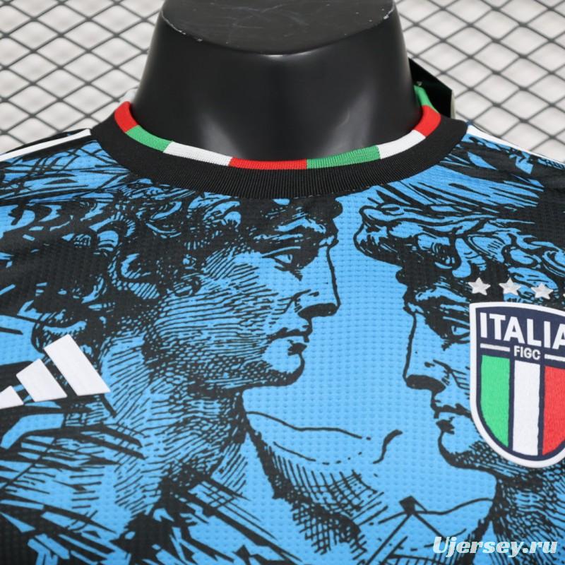 Player Version 2023 Italy Special Blue Black Jersey